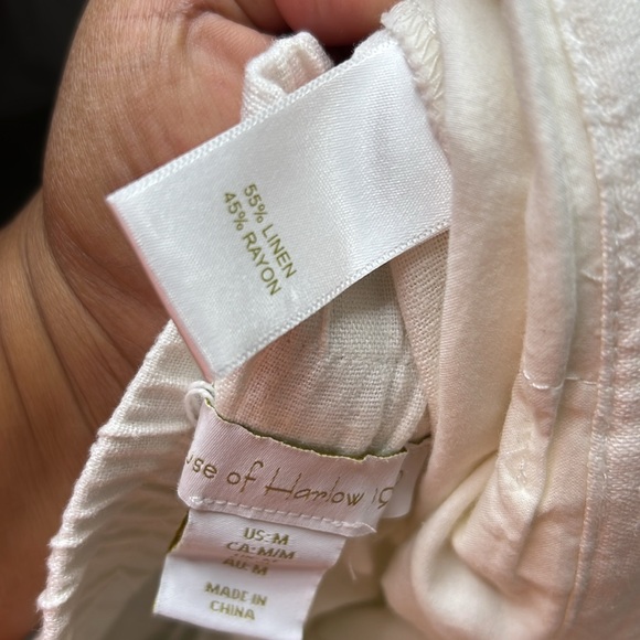 Nwy House Of Harlow Linen Blend Pockets Wide Leg Pants Women Medium White - Picture 6 of 7